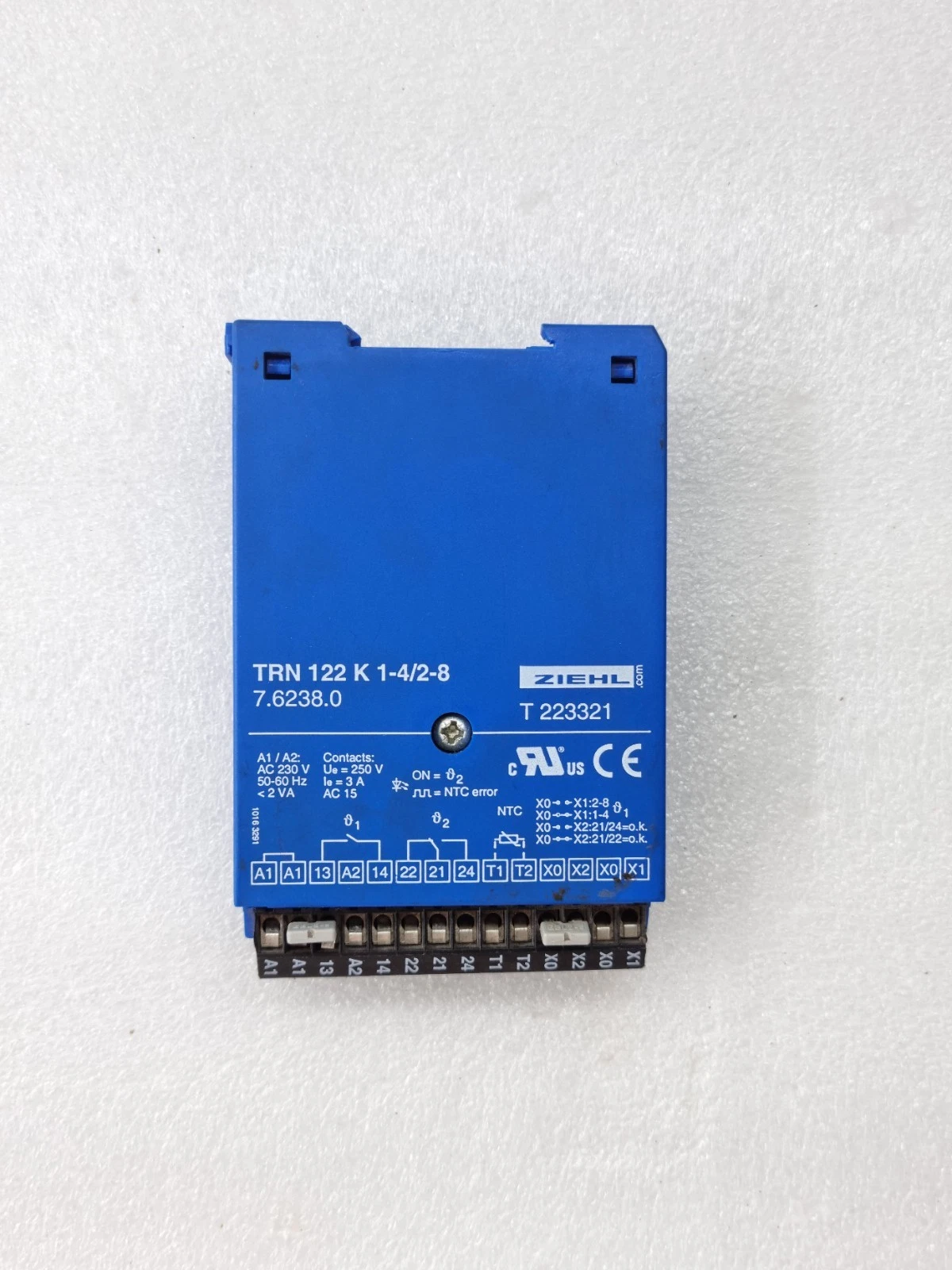 ZIEHL TRN 122 K 1-4/2-8 Temperature Relay 7.6238.0 T223321